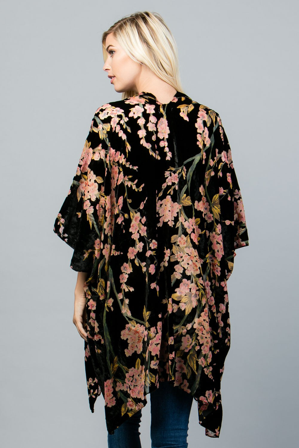 Cherry Blossom Velvet Burnout Kimono