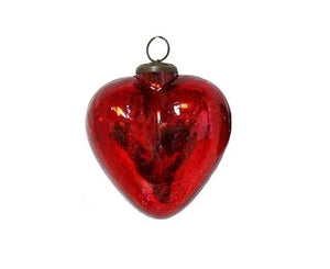 Red Crackle Glass Heart Ornament