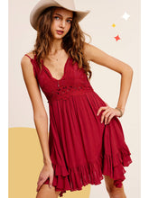Load image into Gallery viewer, Ruby Crochet Lace Trim Sleeveless Bralette Mini Dress
