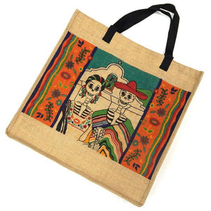 Gothic Skeleton Couple Jute Tote Bag