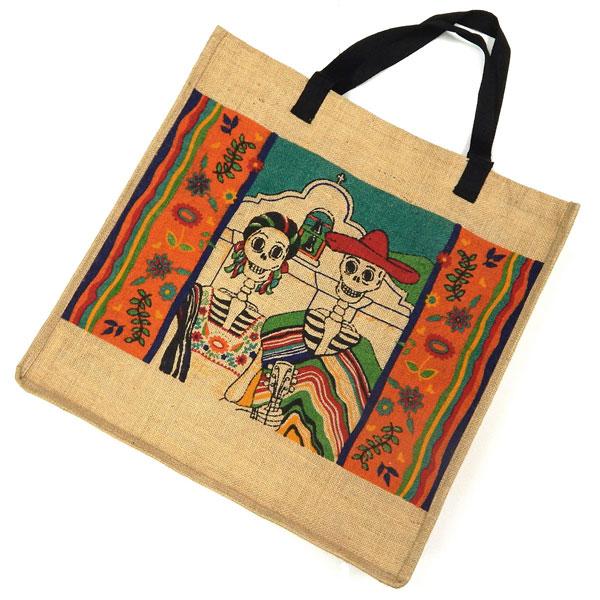 Gothic Skeleton Couple Jute Tote Bag