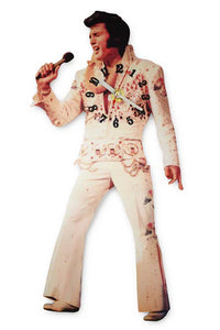 Elvis White Jumpsuit Swinging Legs Wall Clock