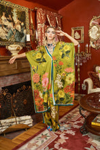 Load image into Gallery viewer, French Riviera Hand Beaded Olive Floral Kimono
