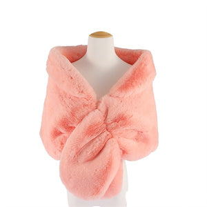 Coral Luxe Faux Fur Shawl Wrap