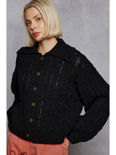 Load image into Gallery viewer, Sailor Collar Chenille Sweater with Heart Buttons

