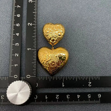 Load image into Gallery viewer, Floral Texture Double Heart Statement Earrings
