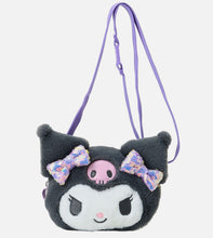 Load image into Gallery viewer, Kuromi Plush Head Zippered Coin Purse with Strap
