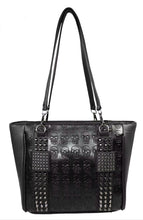 Load image into Gallery viewer, Embossed Skulls and Flat Studs Shoulder Purse
