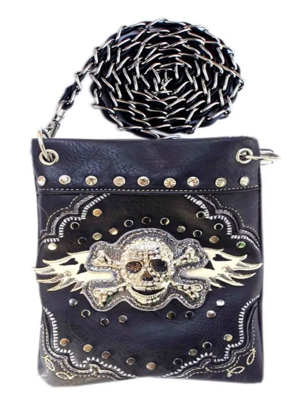 Winged Skull Mini Crossbody Purse