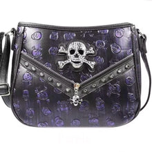 Load image into Gallery viewer, Purple Glam Skull Embossed Crossbody Purse
