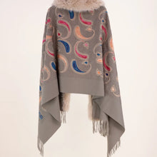Load image into Gallery viewer, Embroidered Baroque Paisley Faux Fur Oversized Scarf
