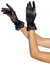 Load image into Gallery viewer, Floral Black Lace Wrist Length Gloves
