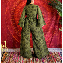 Load image into Gallery viewer, Green and Black Celestial Bell Sleeve Top
