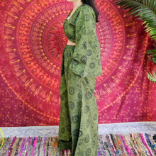 Load image into Gallery viewer, Green and Black Celestial Bell Sleeve Top
