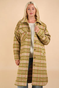 Green Plaid Aztec Jacket Coat