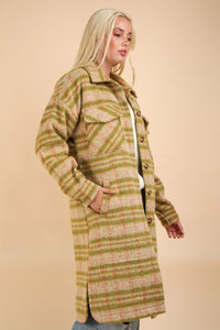 Green Plaid Aztec Jacket Coat