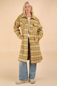 Green Plaid Aztec Jacket Coat