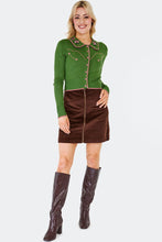 Load image into Gallery viewer, Green and Pink Western Rose Embroidered Cardigan
