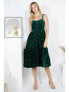 Emerald Velvet Celestial Cami Maxi Dress