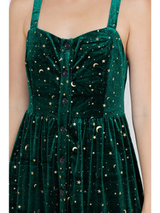 Emerald Velvet Celestial Cami Maxi Dress