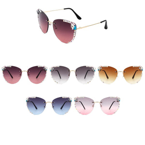 Floral Corner Rhinestone Tinted Sunglasses- More Styles Available!