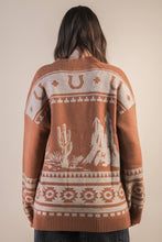 Load image into Gallery viewer, Camel Western Knit Sweater Cardigan
