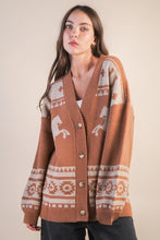 Load image into Gallery viewer, Camel Western Knit Sweater Cardigan
