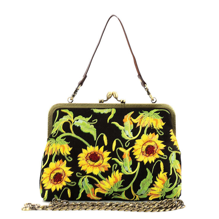 Sunflower Vine Kisslock Handbag