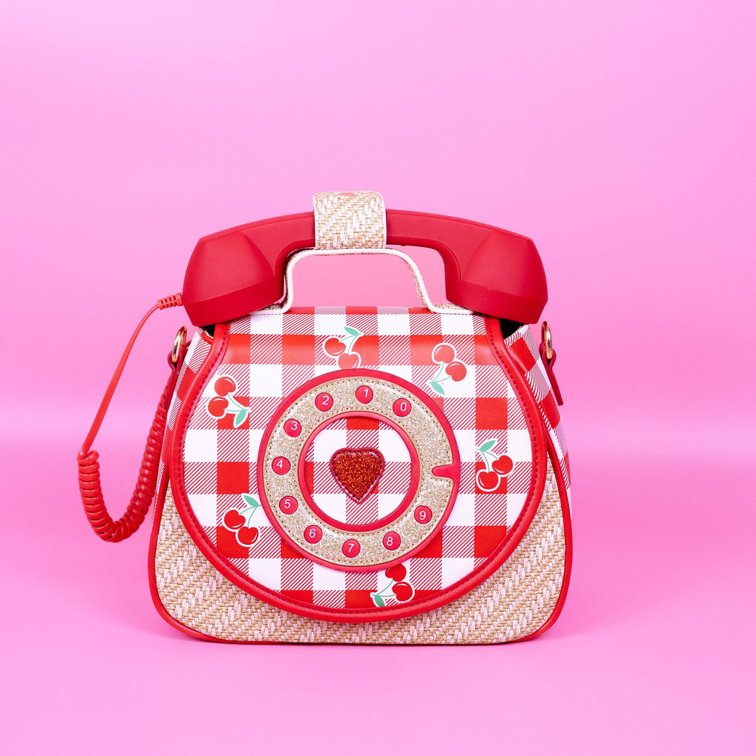 Cherry Ring Ring Phone Convertible Handbag Purse