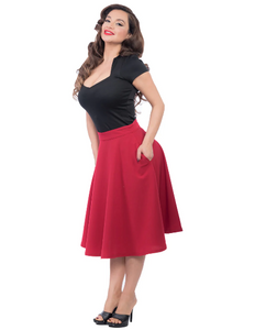 Red High Waist Thrills Swing Skirt