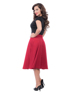 Red High Waist Thrills Swing Skirt