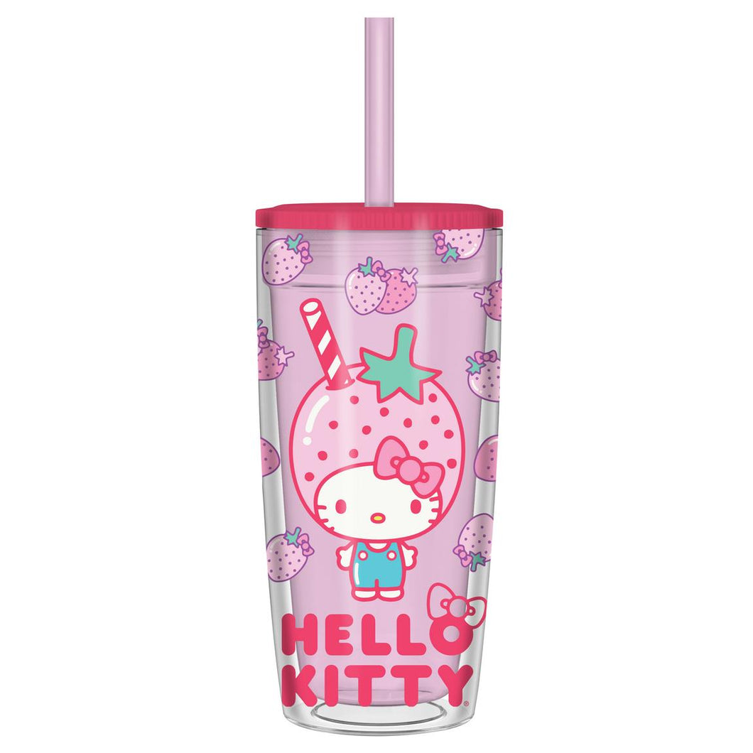 Hello Kitty Strawberry Kitty Spill Resistant Plastic Tumbler