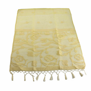 Beige Organza Flower and Dot Embroidered Shawl