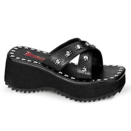 Skull and Stud Strappy Platform Sandal