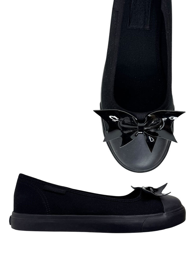 Emily Bow Bat Black Sneaker Flats