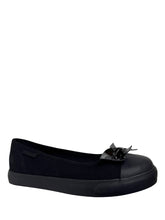 Load image into Gallery viewer, Emily Bow Bat Black Sneaker Flats
