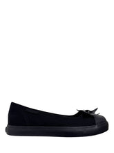 Load image into Gallery viewer, Emily Bow Bat Black Sneaker Flats
