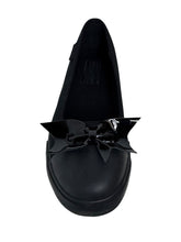 Load image into Gallery viewer, Emily Bow Bat Black Sneaker Flats
