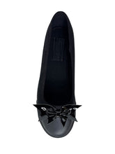 Load image into Gallery viewer, Emily Bow Bat Black Sneaker Flats
