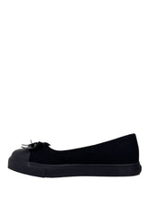 Load image into Gallery viewer, Emily Bow Bat Black Sneaker Flats
