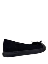 Load image into Gallery viewer, Emily Bow Bat Black Sneaker Flats
