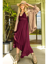 Load image into Gallery viewer, Garnet Crochet Lace Trim Sleeveless Bralette Maxi Dress
