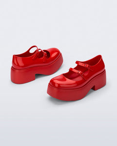 Red Farrah Double Buckle Mary Jane Shoes