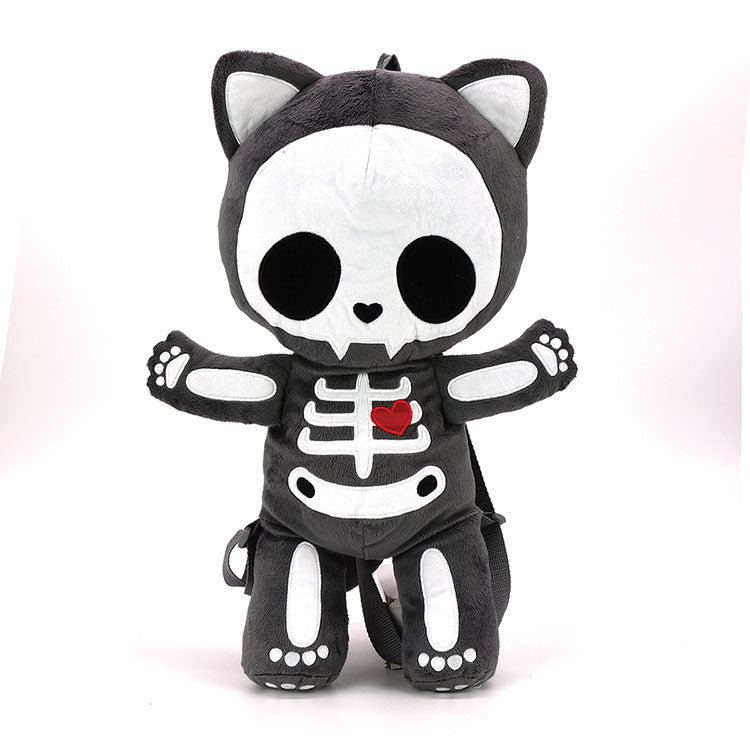 Skeleton Cat Plush Mini Backpack