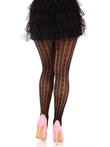 Black with Pink Bows Sweetheart Striped Tights