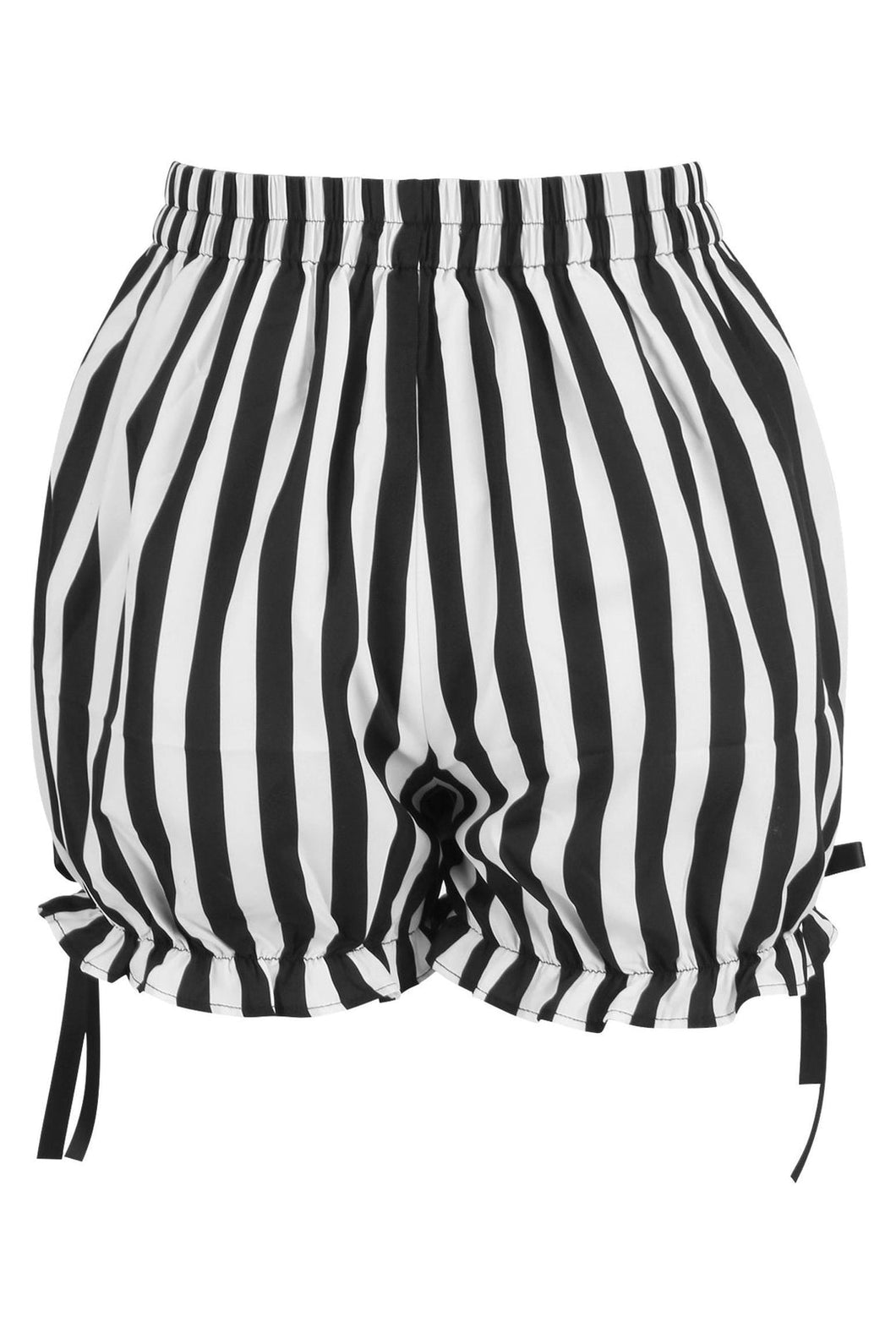 White and Black Striped Bloomers Shorts