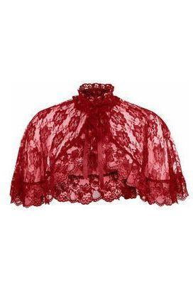 Red Lace Ruffle Capelet