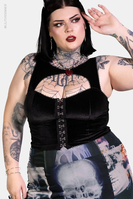 Moonspell Velvet Corset Style Cami Top
