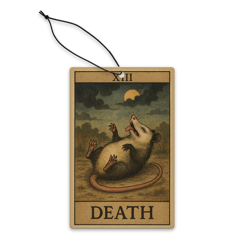 Possum Playing Death Tarot Card Air Freshener