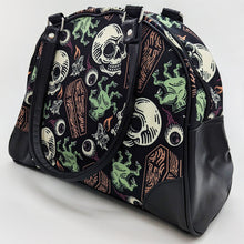 Load image into Gallery viewer, Coffins and Skulls Bowler Style Purse
